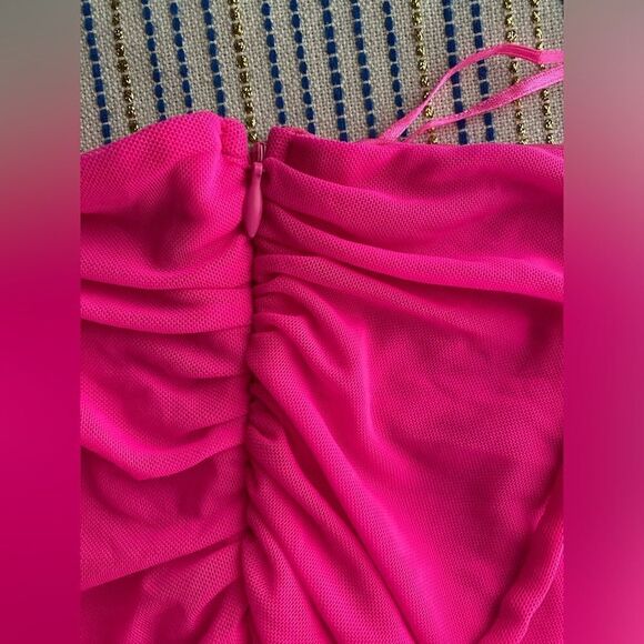 Fashion Nova Midi Dress Women Size XL Pink Ruched Lined NEW - Picture 9 of 16